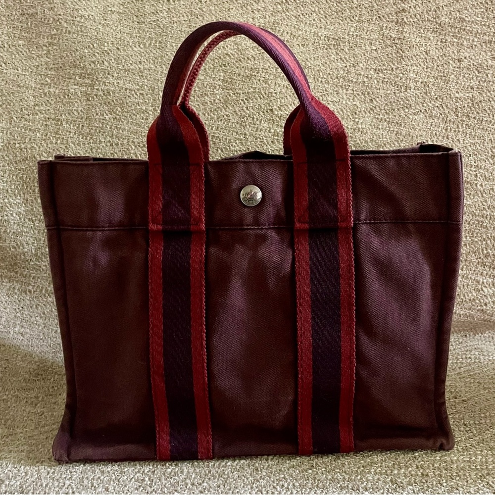 Hermes Fourre Tout Burgandy Tote